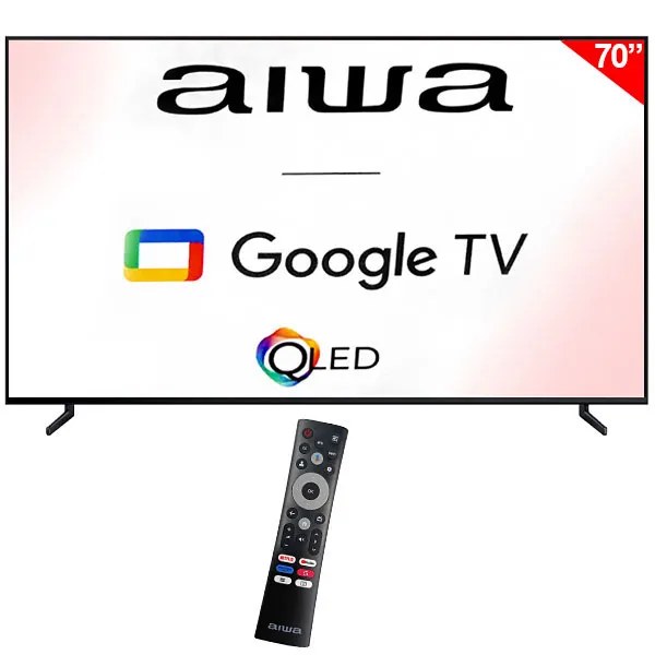 Smart TV QLED 70" Aiwa AW70B4QFG 4K Ultra HD Google TV Wi-Fi Bluetooth con Conversor Digital
