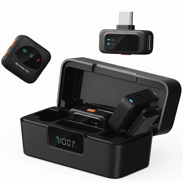 Micrófono de Solapa Inalámbrico Satellite A-MK205 con USB-C Lightning - Gris